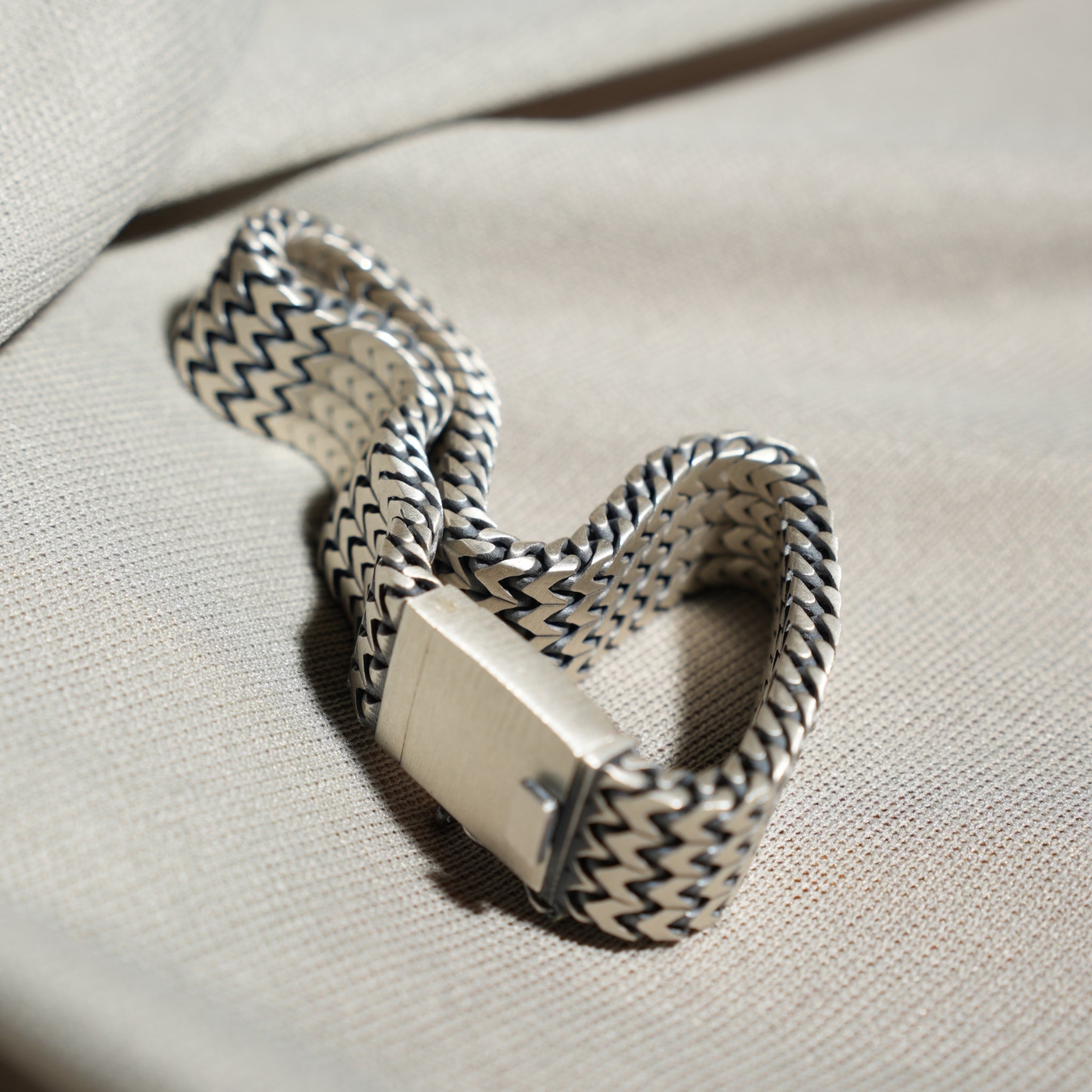 Oxidized Sterling Silver Zigzag Men’s Bracelet