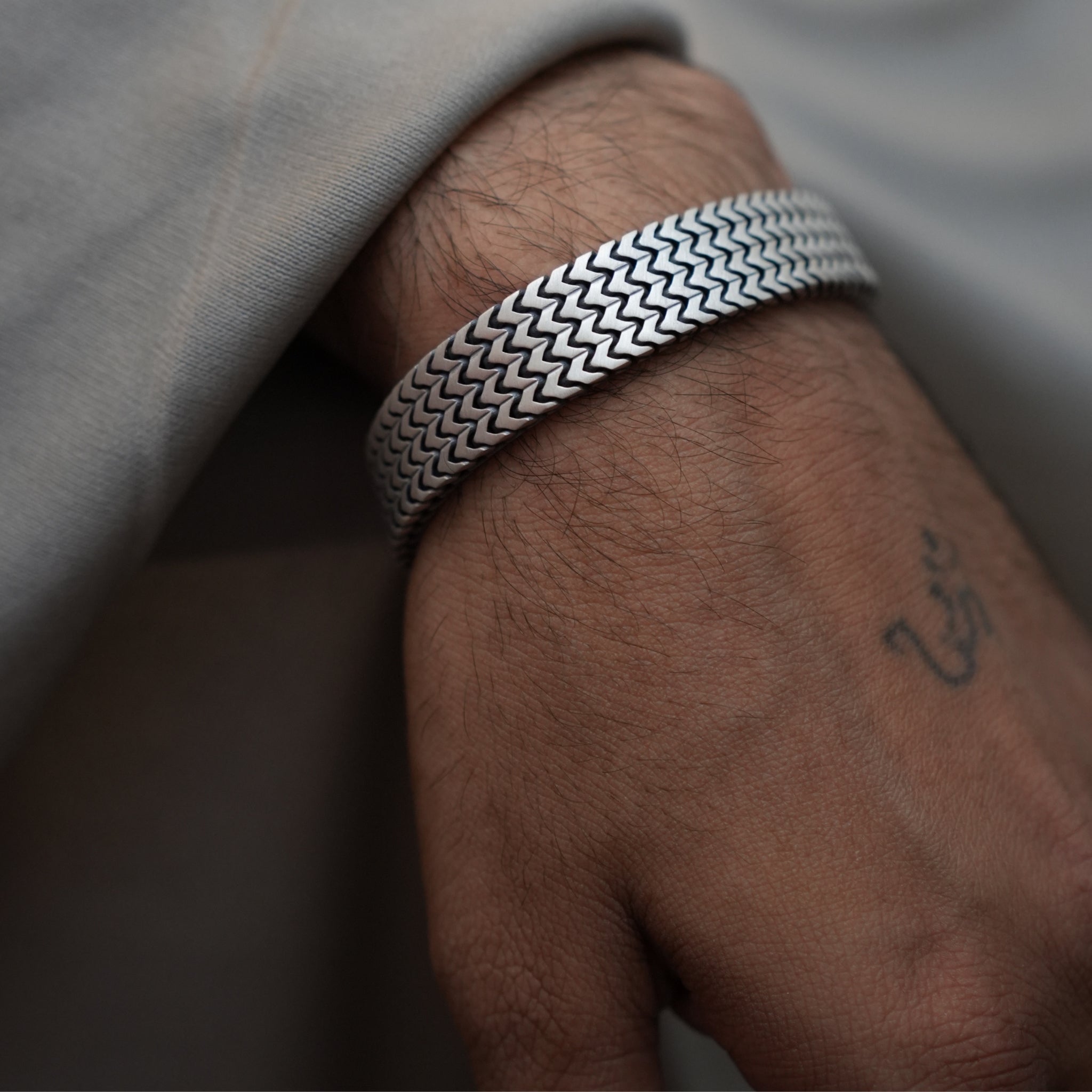 Oxidized Sterling Silver Zigzag Men’s Bracelet