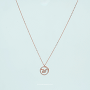 925 Silver Rose Gold Swan Pendant Necklace – Elegant Circular Design with CZ Stones