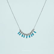 925 Sterling Silver Turquoise Bar Drop Necklace – Minimalist Boho Style