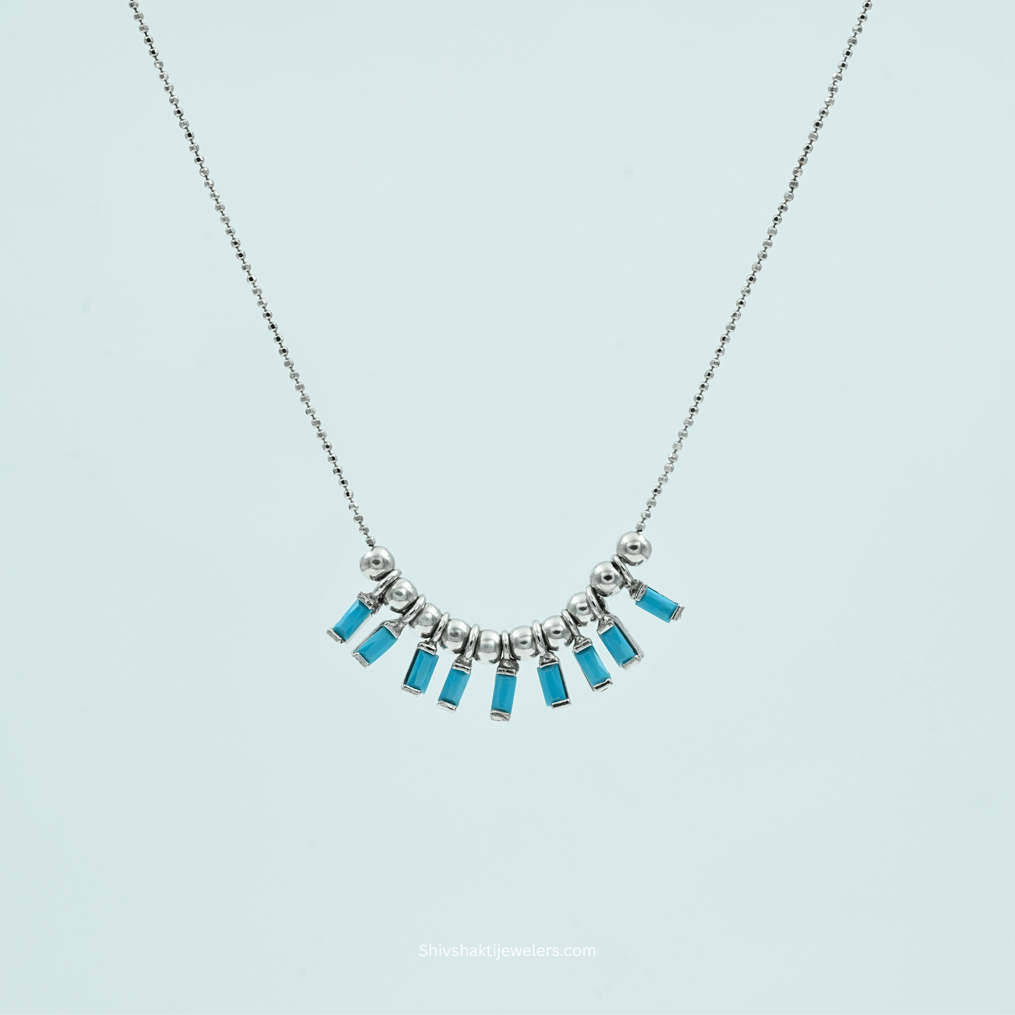 925 Sterling Silver Turquoise Bar Drop Necklace – Minimalist Boho Style