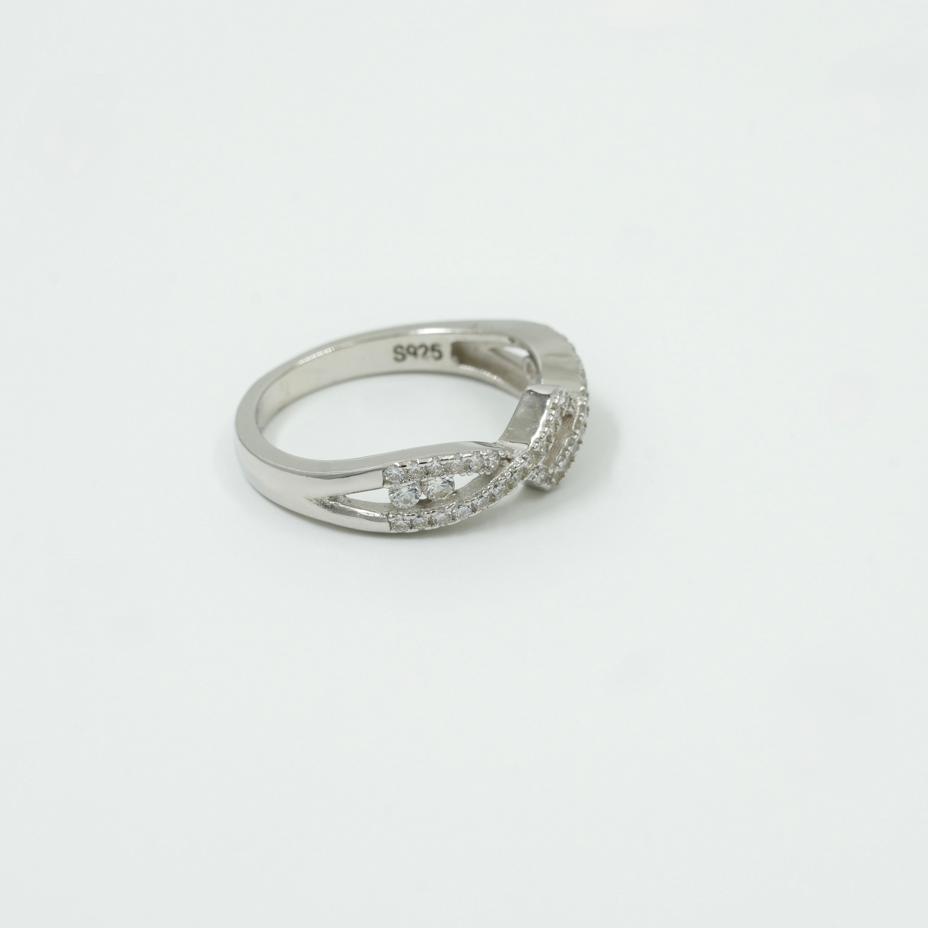 925 Silver Diamond-Cut Twisted Band Ring for Women