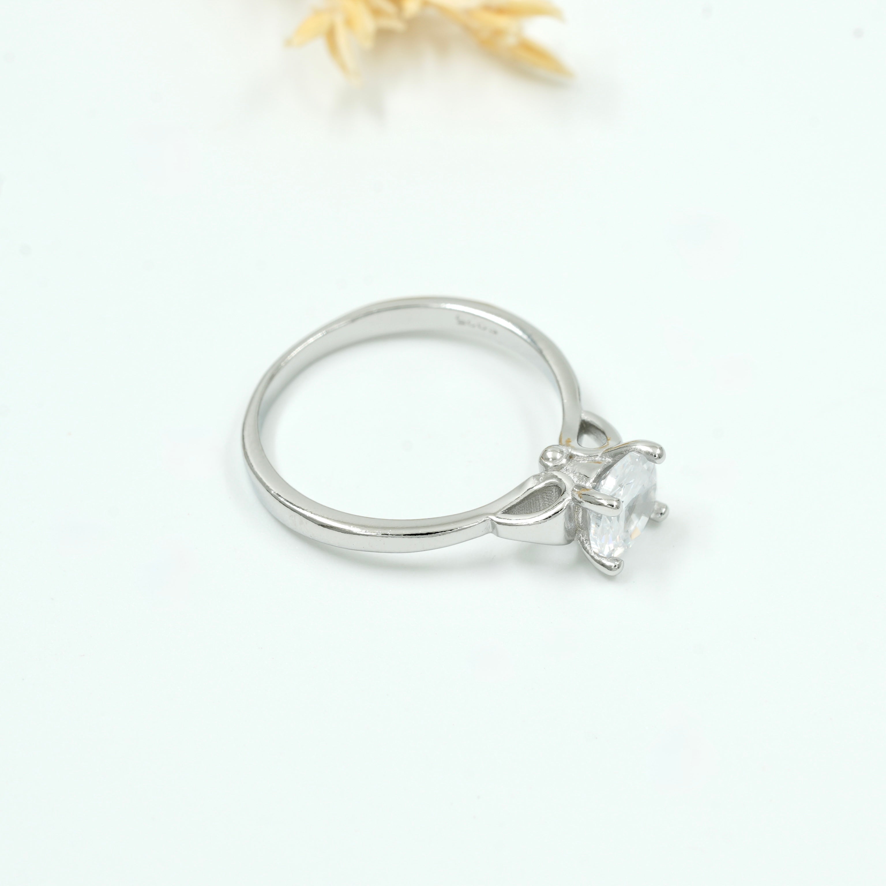 925 Silver Heart-Shaped Purple Gemstone Ring with Diamond Accents