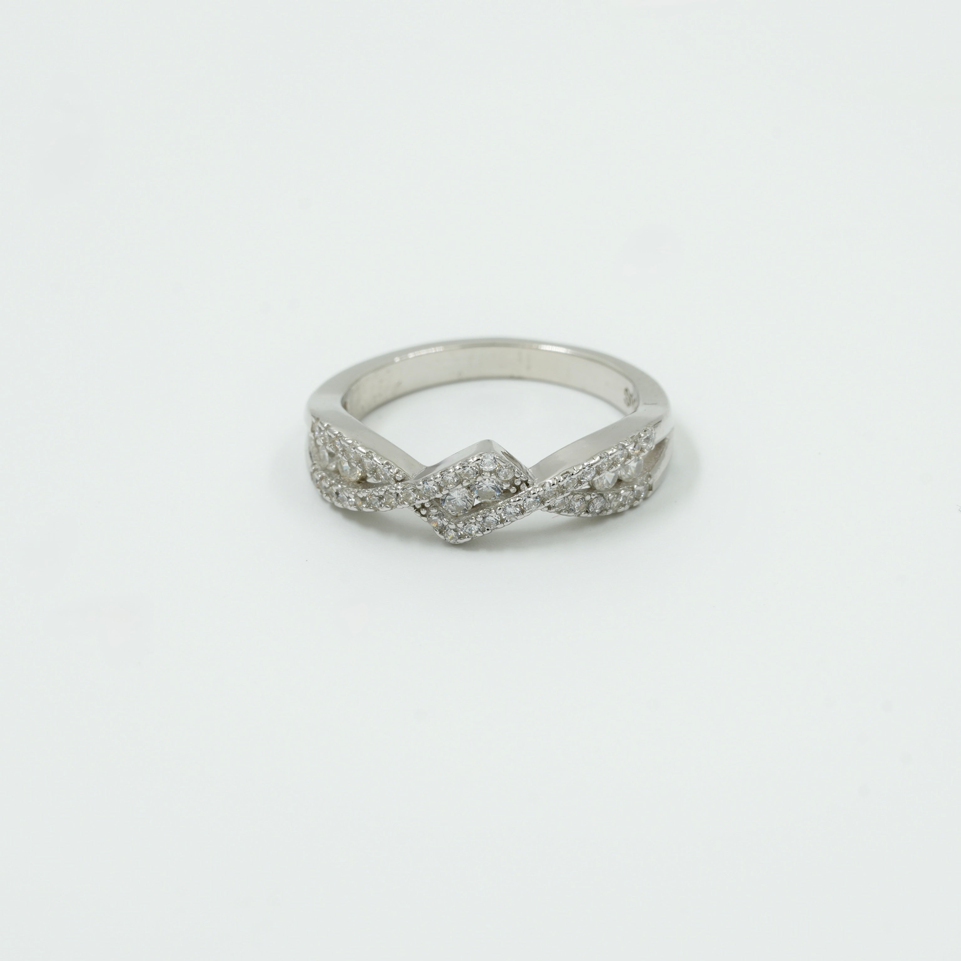 925 Silver Diamond-Cut Twisted Band Ring for Women