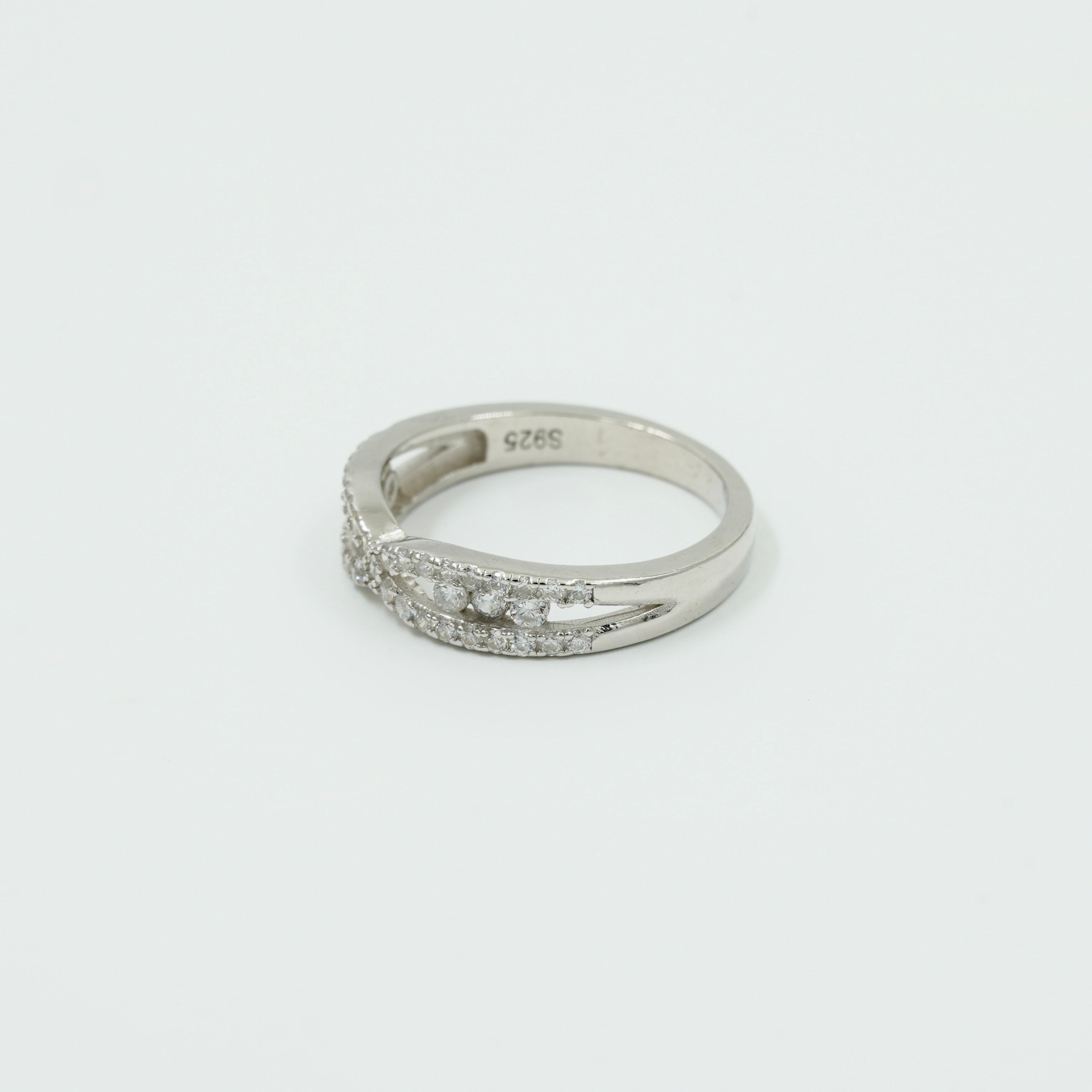 925 Sterling Silver Dual Band Infinity Diamond Ring