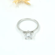 925 Silver Heart-Shaped Purple Gemstone Ring with Diamond Accents