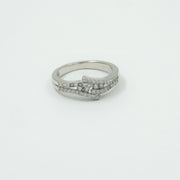 925 Sterling Silver Diamond Cut Dual Band Ring – Elegant Crossover Design