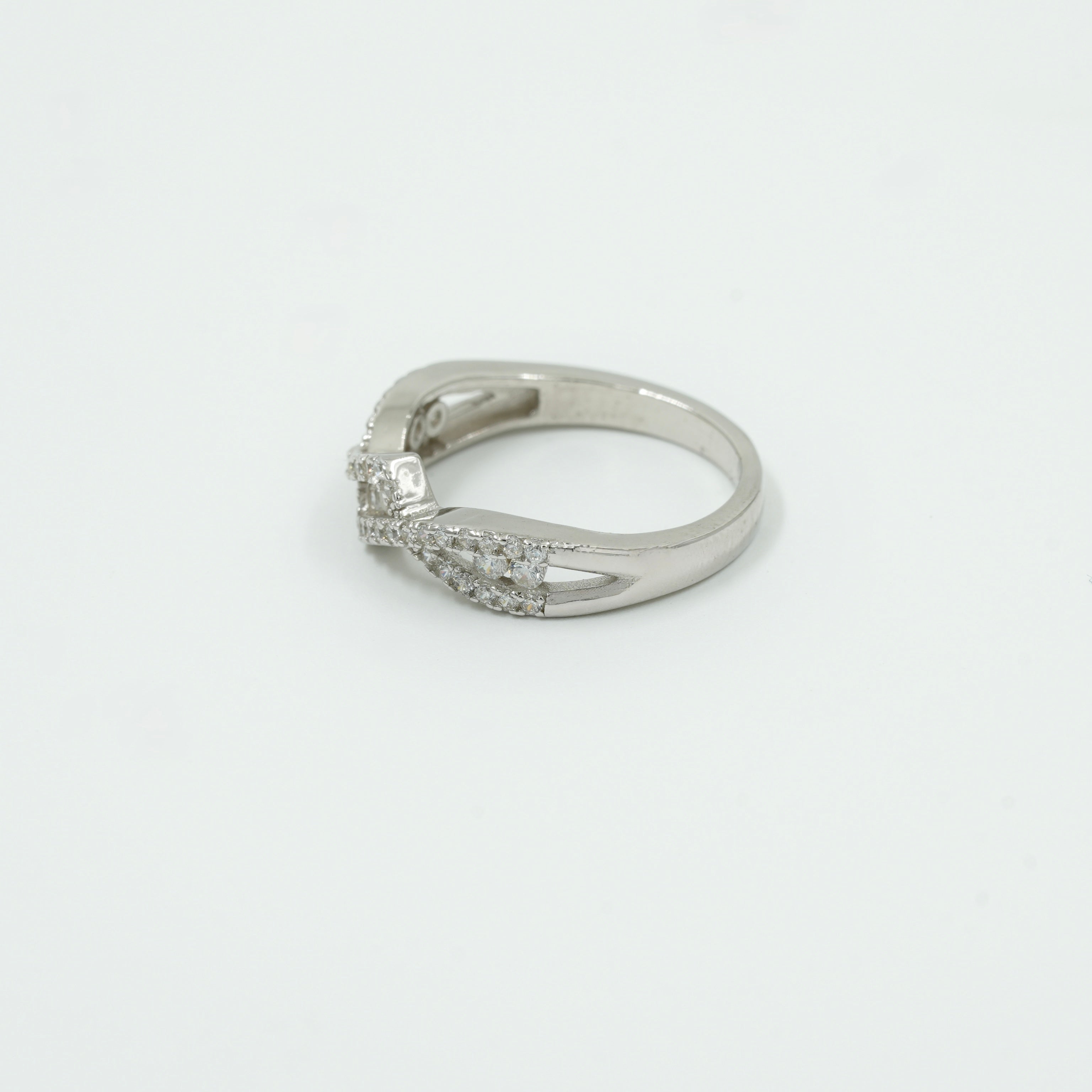 925 Silver Diamond-Cut Twisted Band Ring for Women