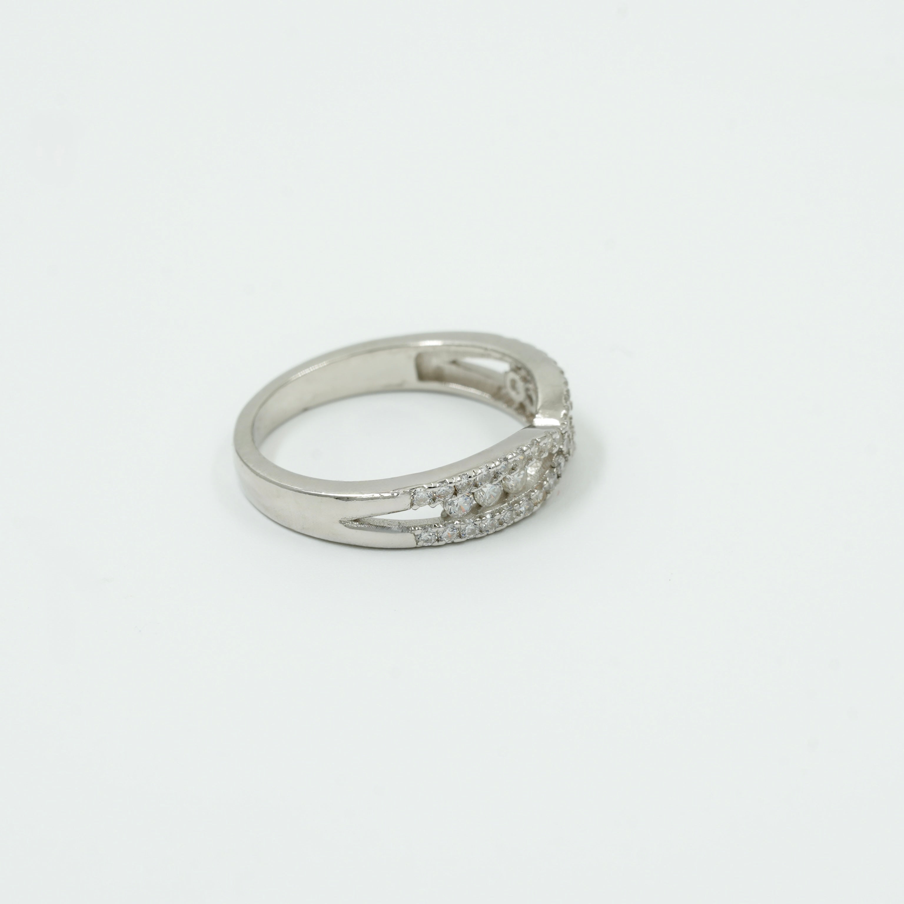 925 Sterling Silver Dual Band Infinity Diamond Ring