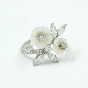925 Silver White Floral Diamond Ring – Elegant Designer Women’s Jewellery