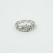 925 Silver Diamond-Cut Band Ring with Dual Row Stones