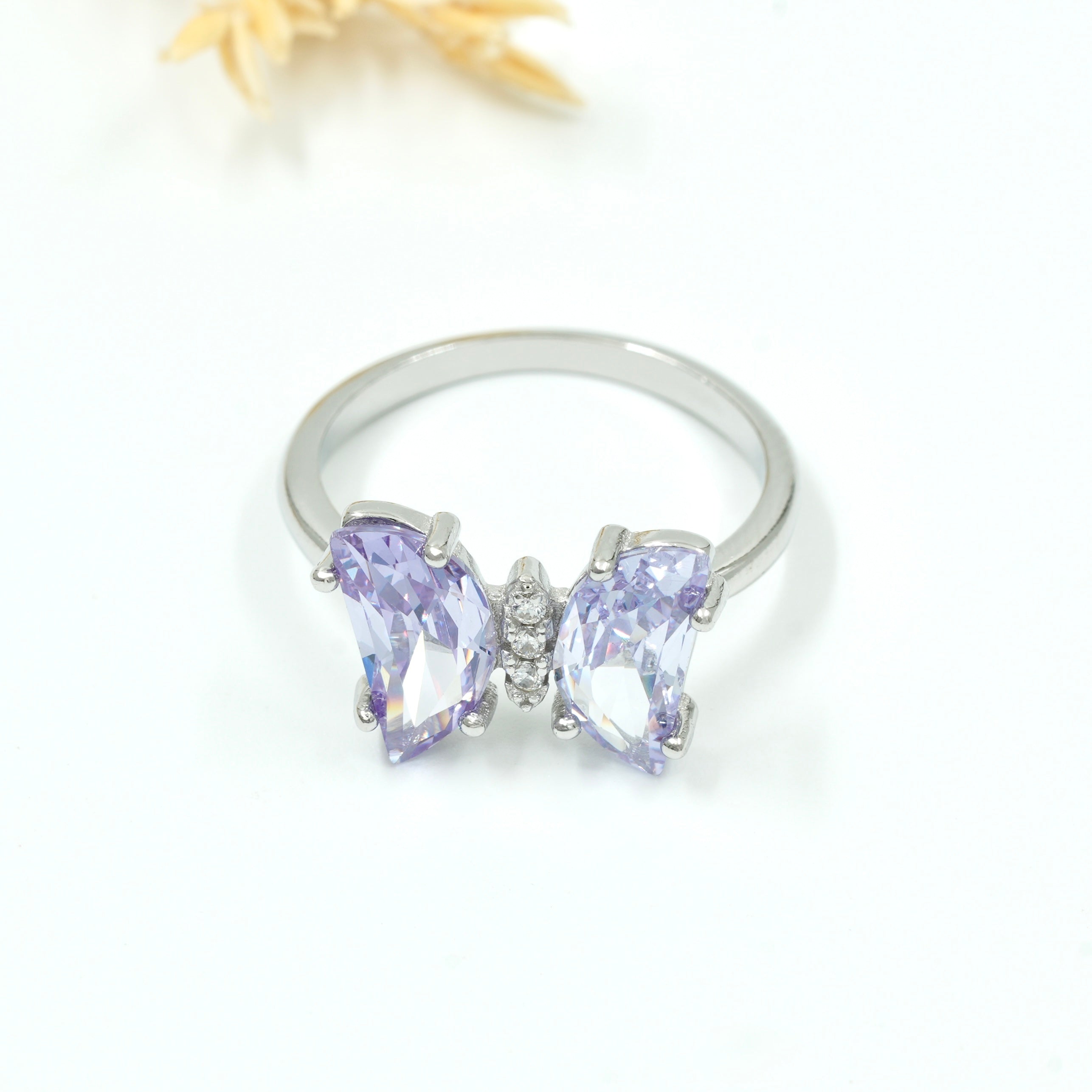 925 Silver Butterfly Ring with Stones | Elegant Design