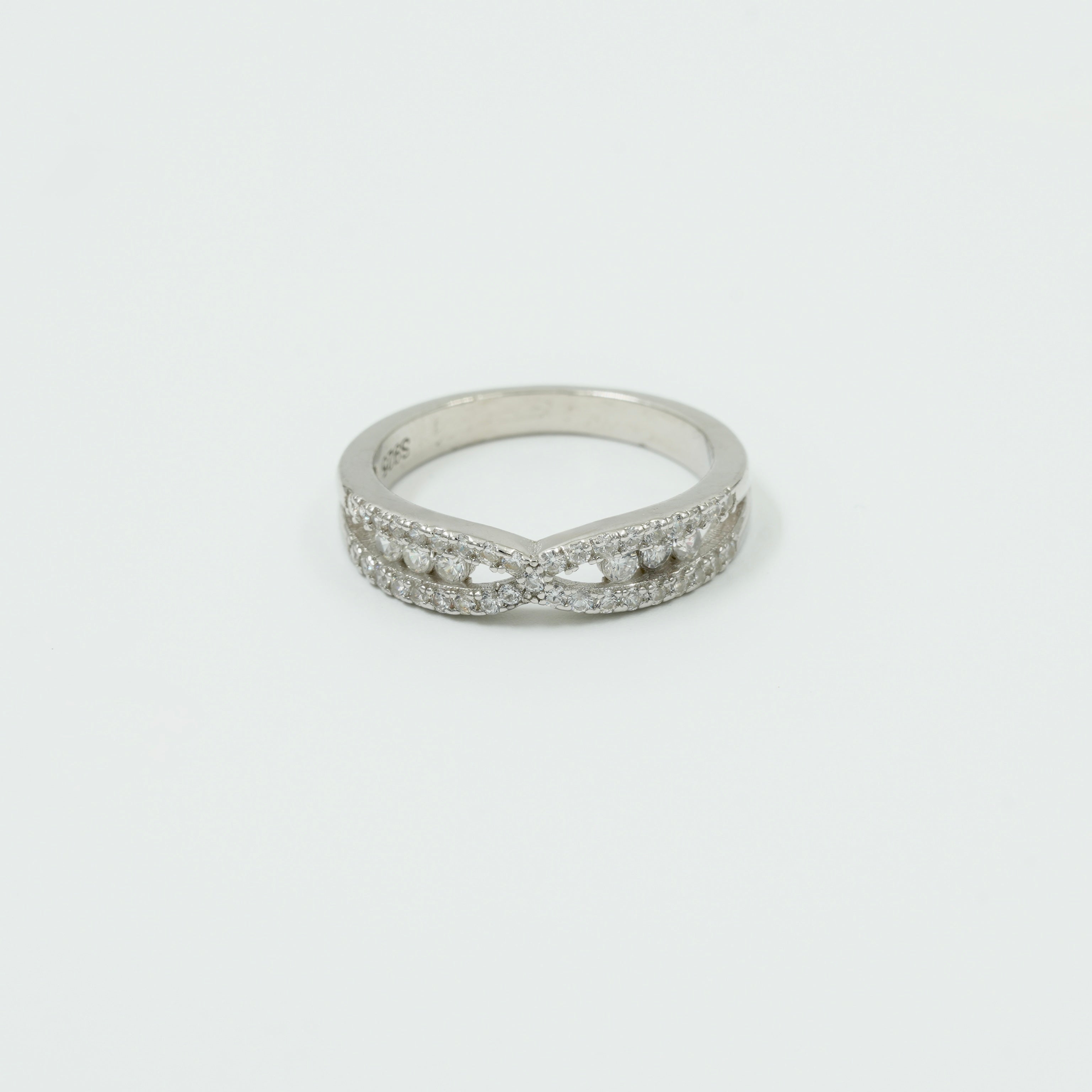 925 Sterling Silver Dual Band Infinity Diamond Ring