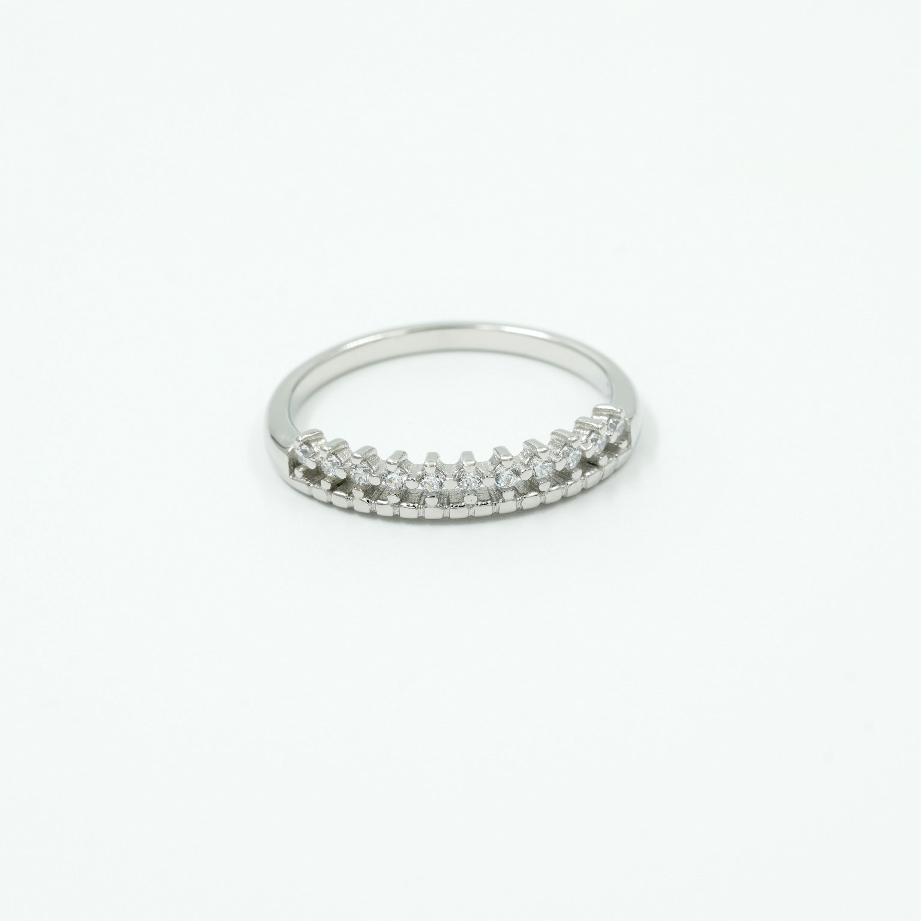 925 Sterling Silver Diamond Cut Half Eternity Band Ring – Elegant Everyday Wear