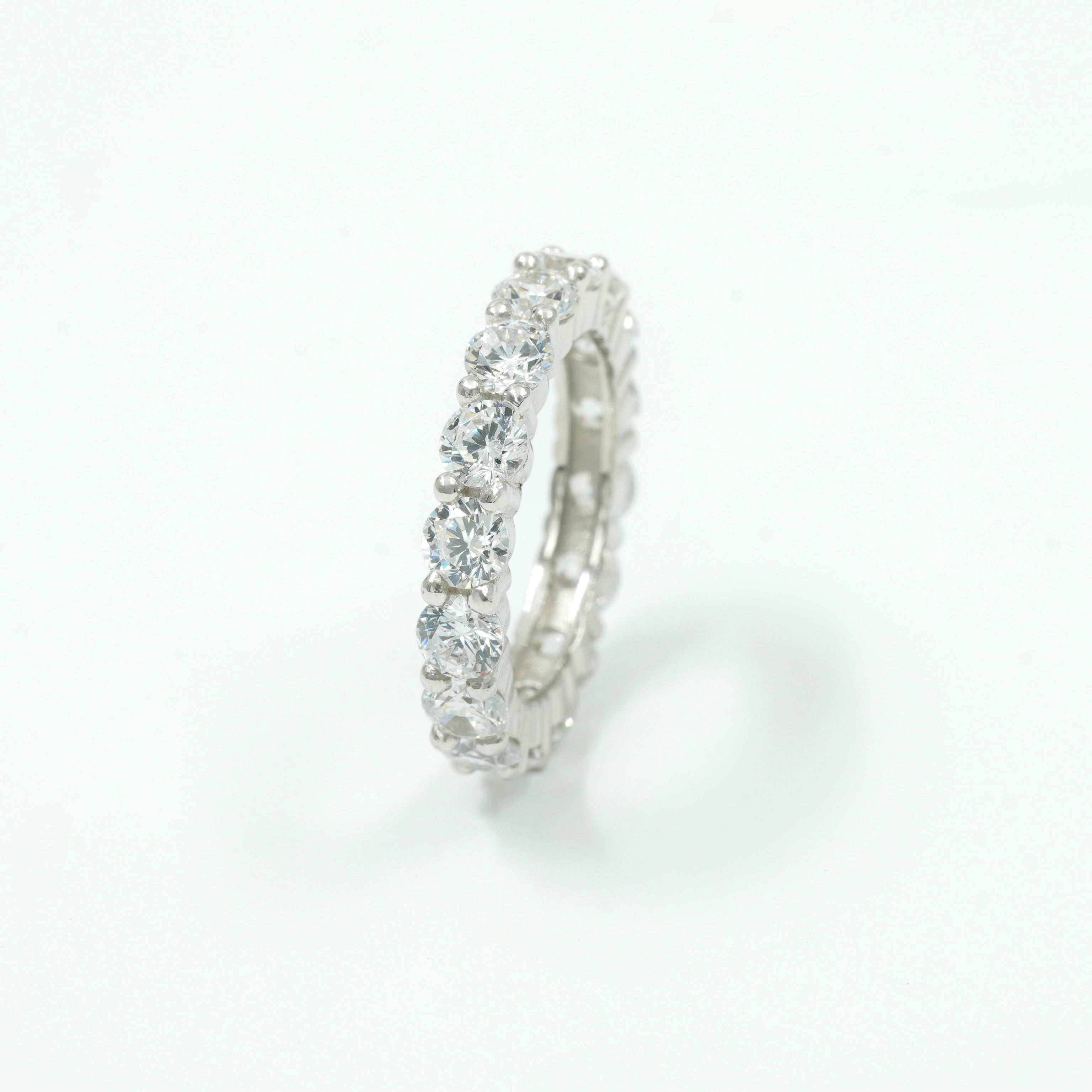 925 Sterling Silver Round Cut Eternity Band Ring – Full CZ Stone Setting for Women