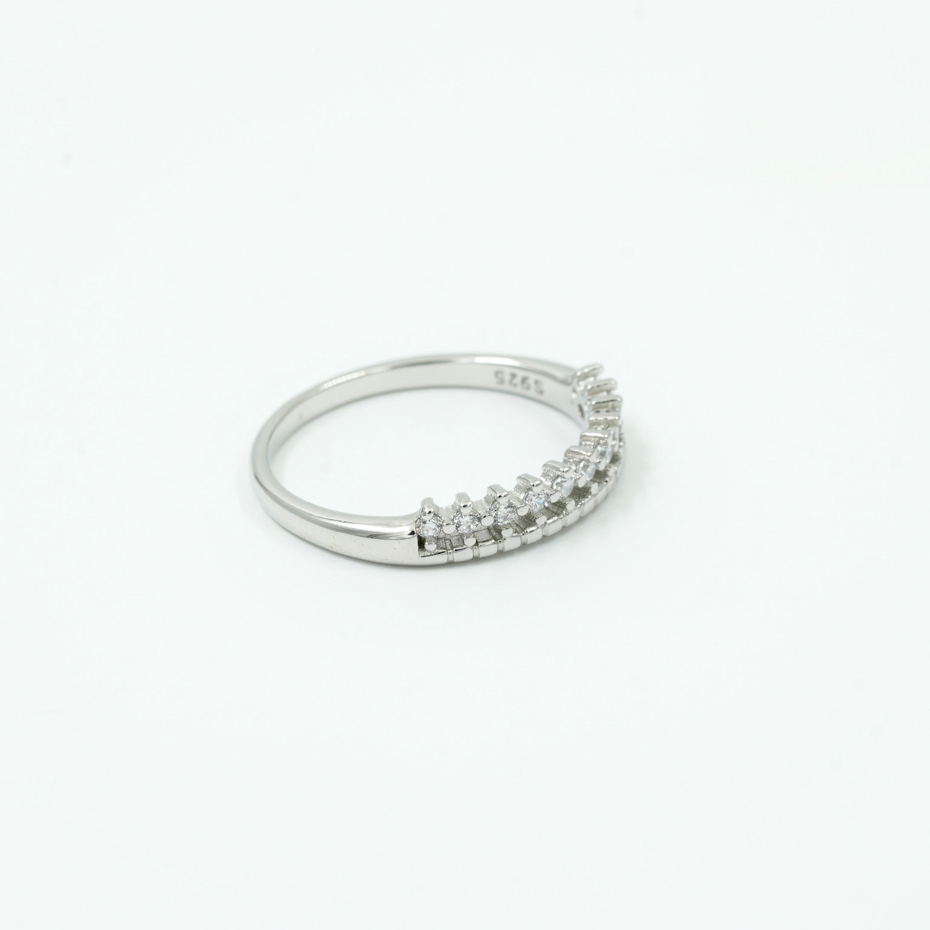 925 Sterling Silver Diamond Cut Half Eternity Band Ring – Elegant Everyday Wear