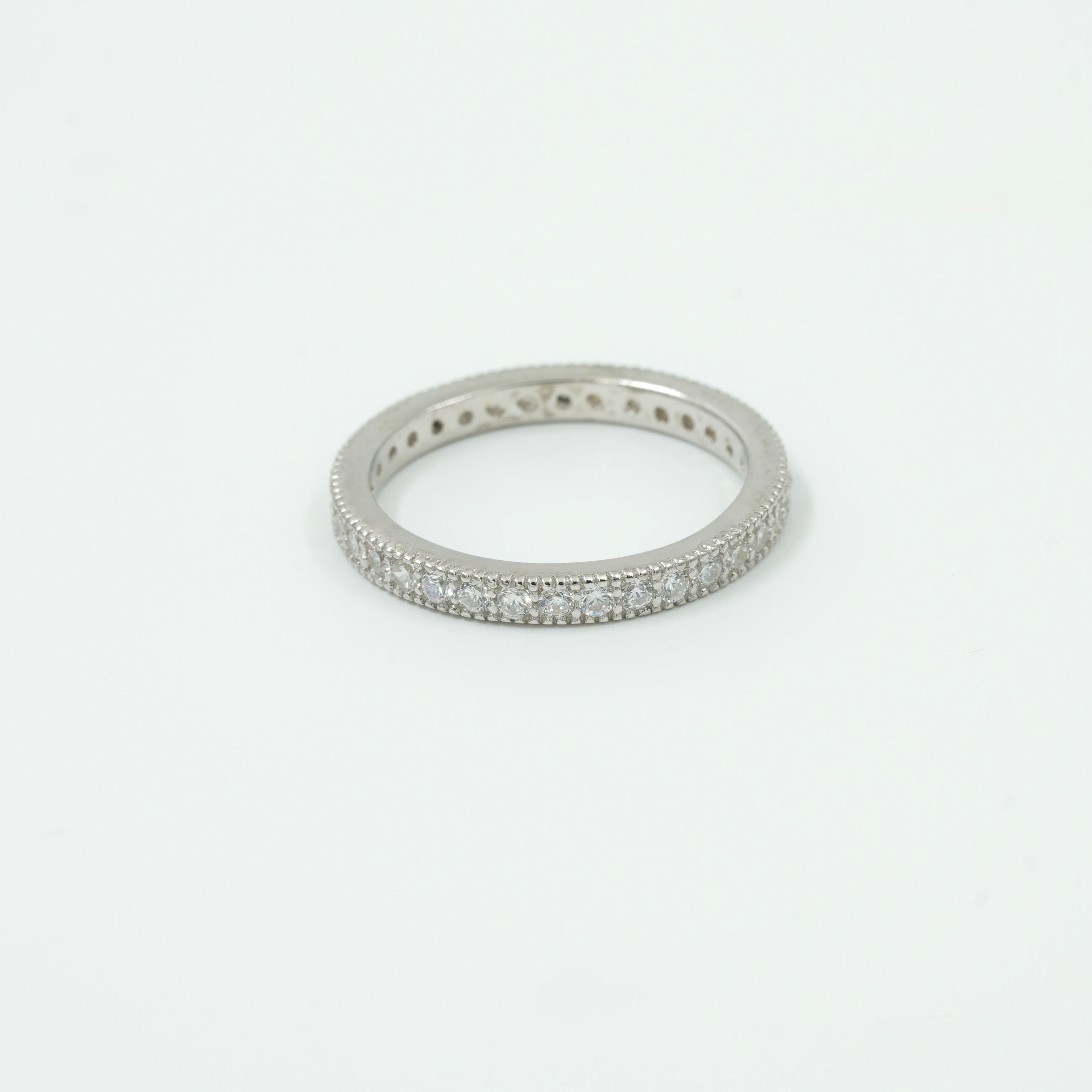 925 Silver Diamond Eternity Band Ring – Elegant Full Round Women’s Ring