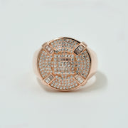 925 Silver Rose Gold Men’s Statement Ring with Diamond CZ Stones