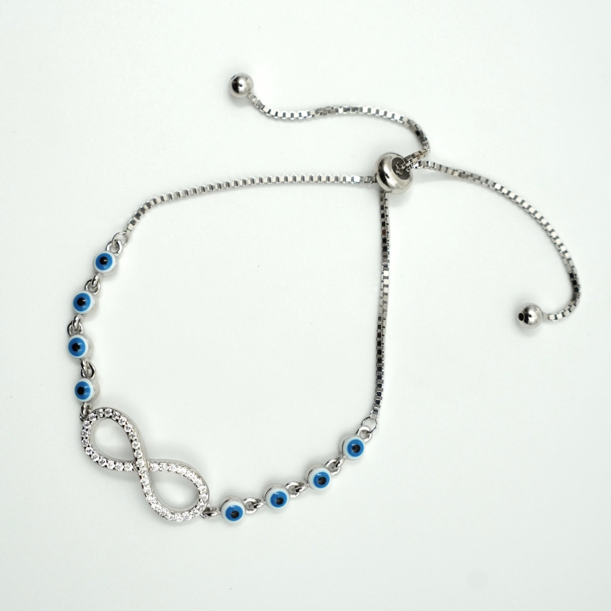 Infinity Evil Eye Slider Bracelet