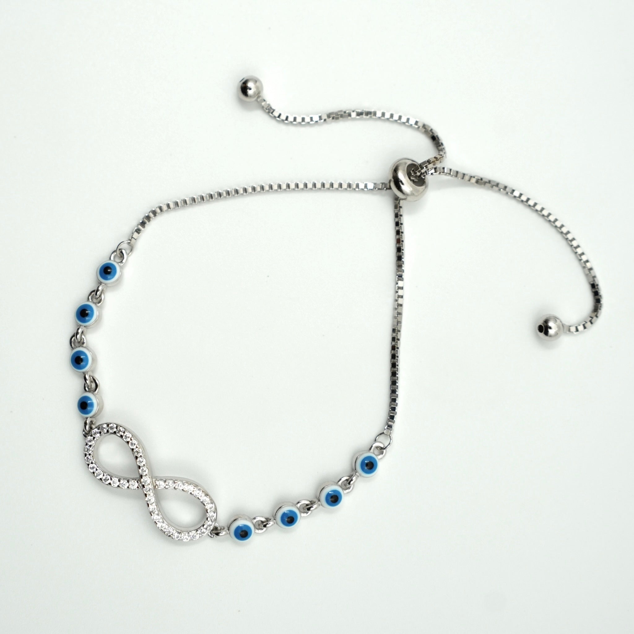 Infinity Evil Eye Slider Bracelet
