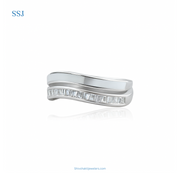 925 Silver Wavy Baguette CZ Ring – Elegant Minimalist Design by Shiv Shakti Jewellers