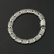 Stylish Silver Bracelet with Greek Pattern