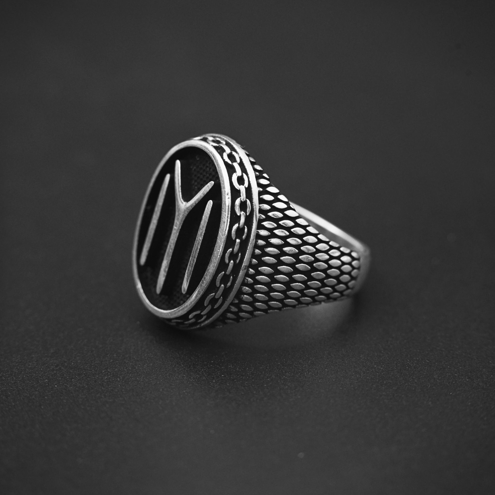IYI Symbol Oxidised Silver Ring for Men – 925 Sterling Silver