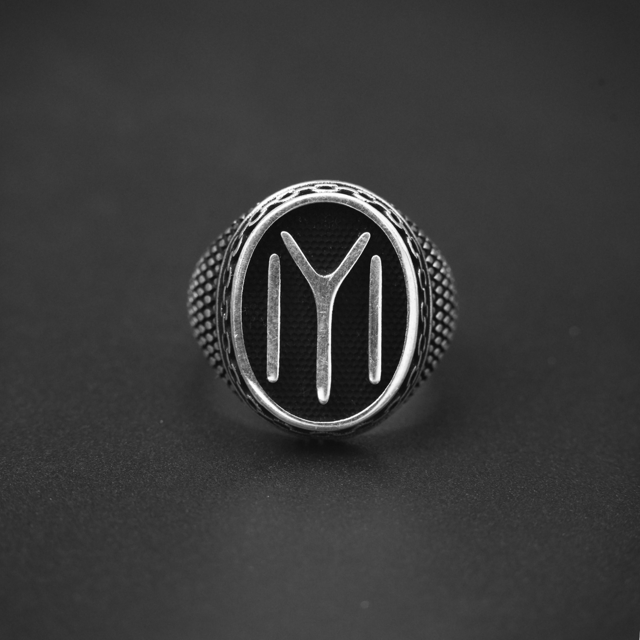 IYI Symbol Oxidised Silver Ring for Men – 925 Sterling Silver