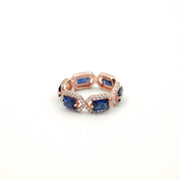 Rose Gold Plated Blue Stone Eternity Ring | Elegant Cocktail Style for Women