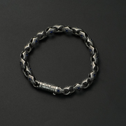 Antique Oxidized Silver Bracelet with Blue Stone Accents