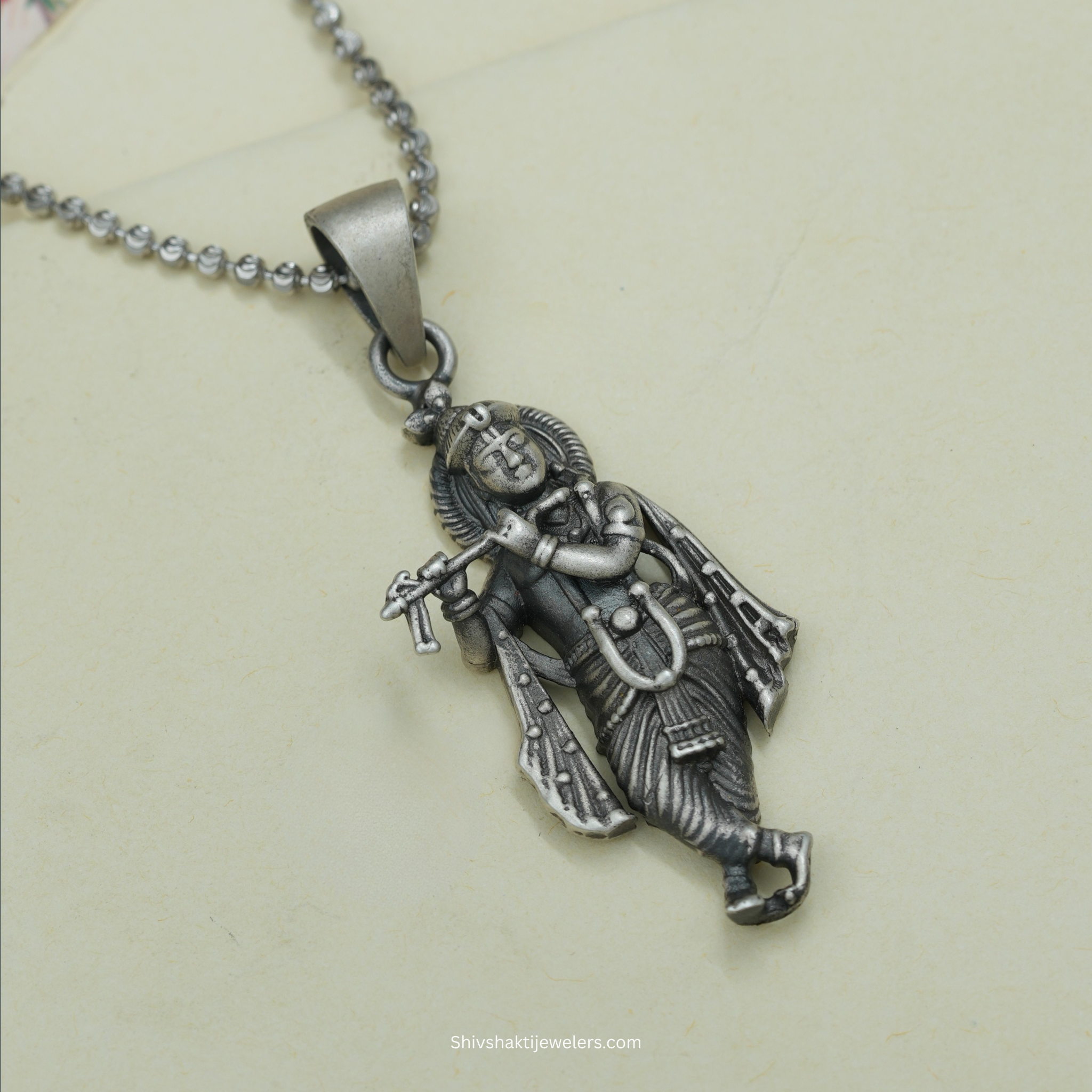 925 Sterling Silver Krishna Ji Pendant – Flute Pose Devotional Jewellery