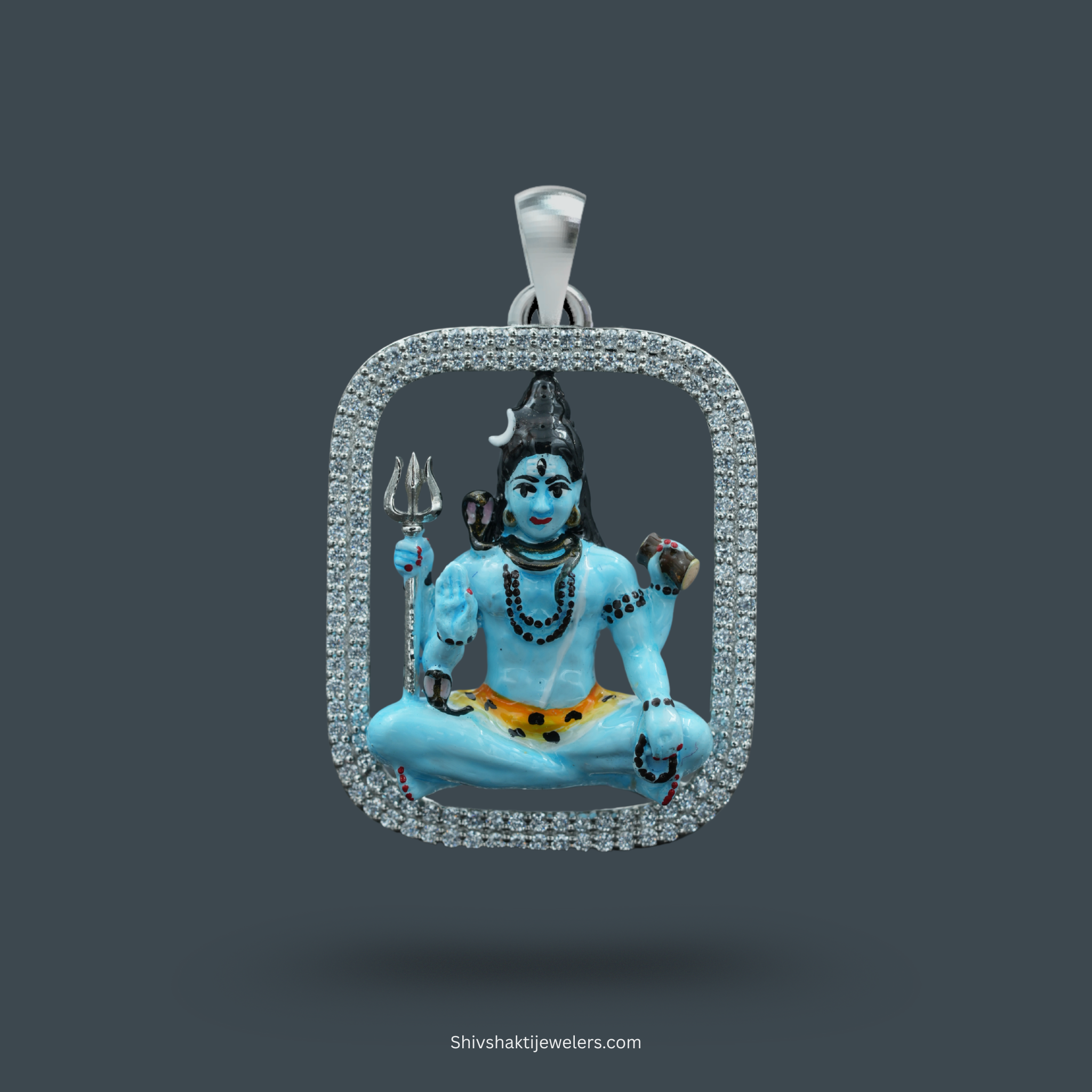 SSJ 925 Sterling Silver Lord Shiva Pendant – Meditative Pose with Trishul & Damru