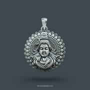 SSJ 925 Sterling Silver Lord Shiva Pendant – Floral Border Spiritual Jewellery