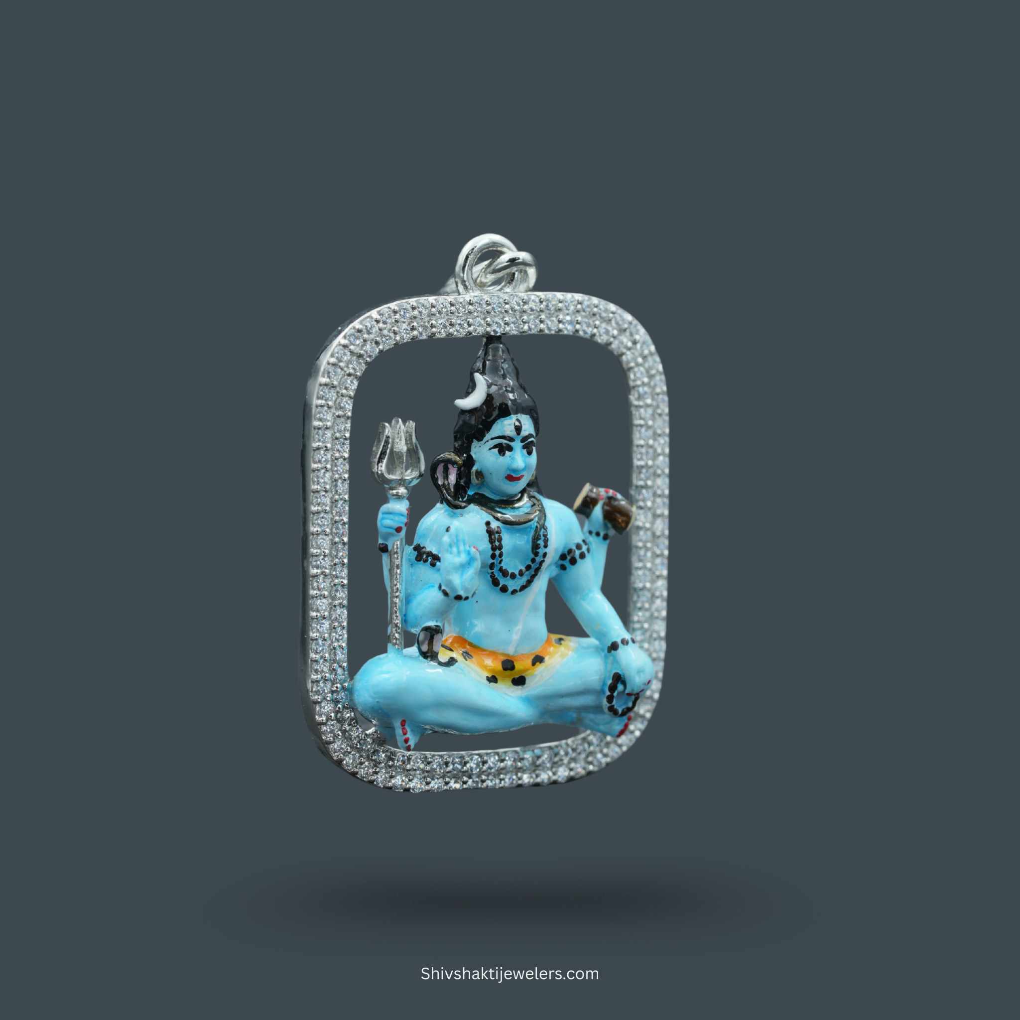 SSJ 925 Sterling Silver Lord Shiva Pendant – Meditative Pose with Trishul & Damru