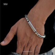 Men’s 925 Silver ID Box Chain Bracelet – Stylish Daily Wear Bracelet