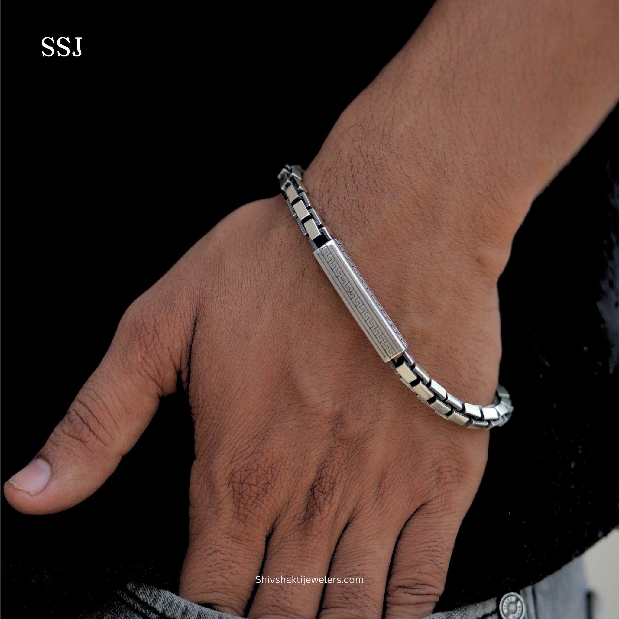 Men’s 925 Silver ID Box Chain Bracelet – Stylish Daily Wear Bracelet