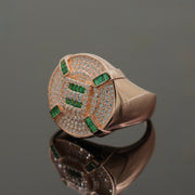 925 Silver Emerald & CZ Rose Gold Men’s Ring – Luxury Statement Jewellery