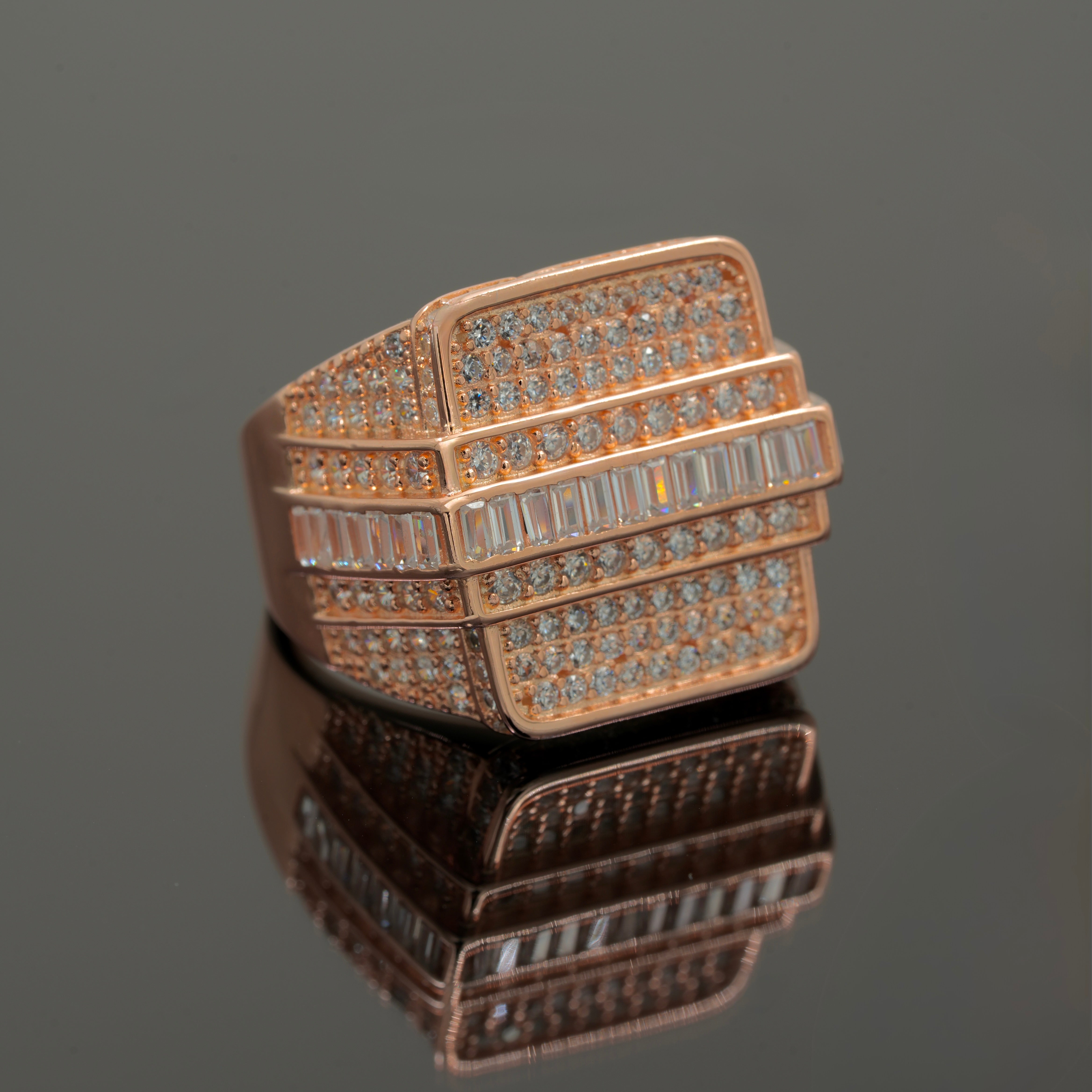 Luxury Rose Gold Men’s Diamond Ring – Bold Statement 925 Silver Jewellery