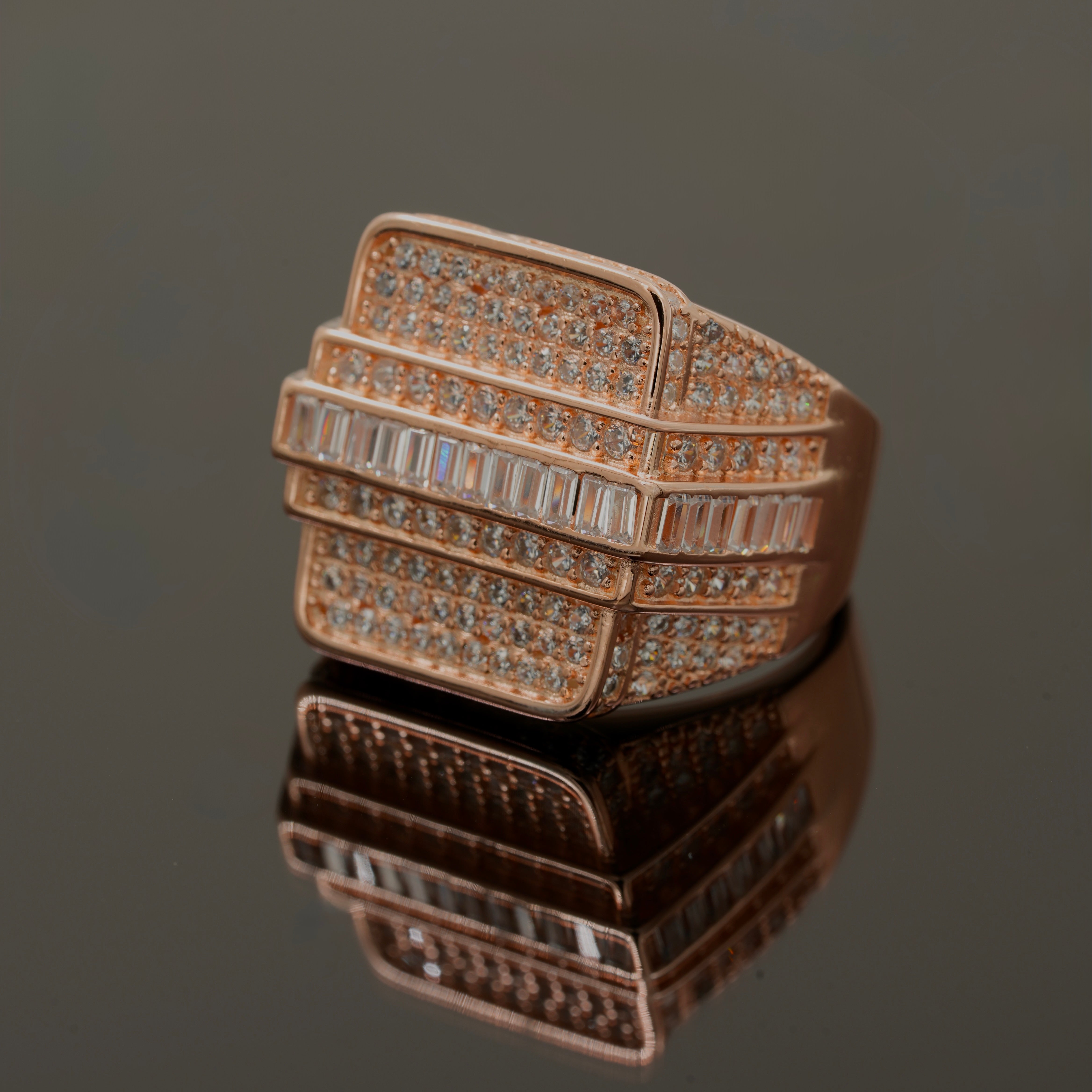 Luxury Rose Gold Men’s Diamond Ring – Bold Statement 925 Silver Jewellery