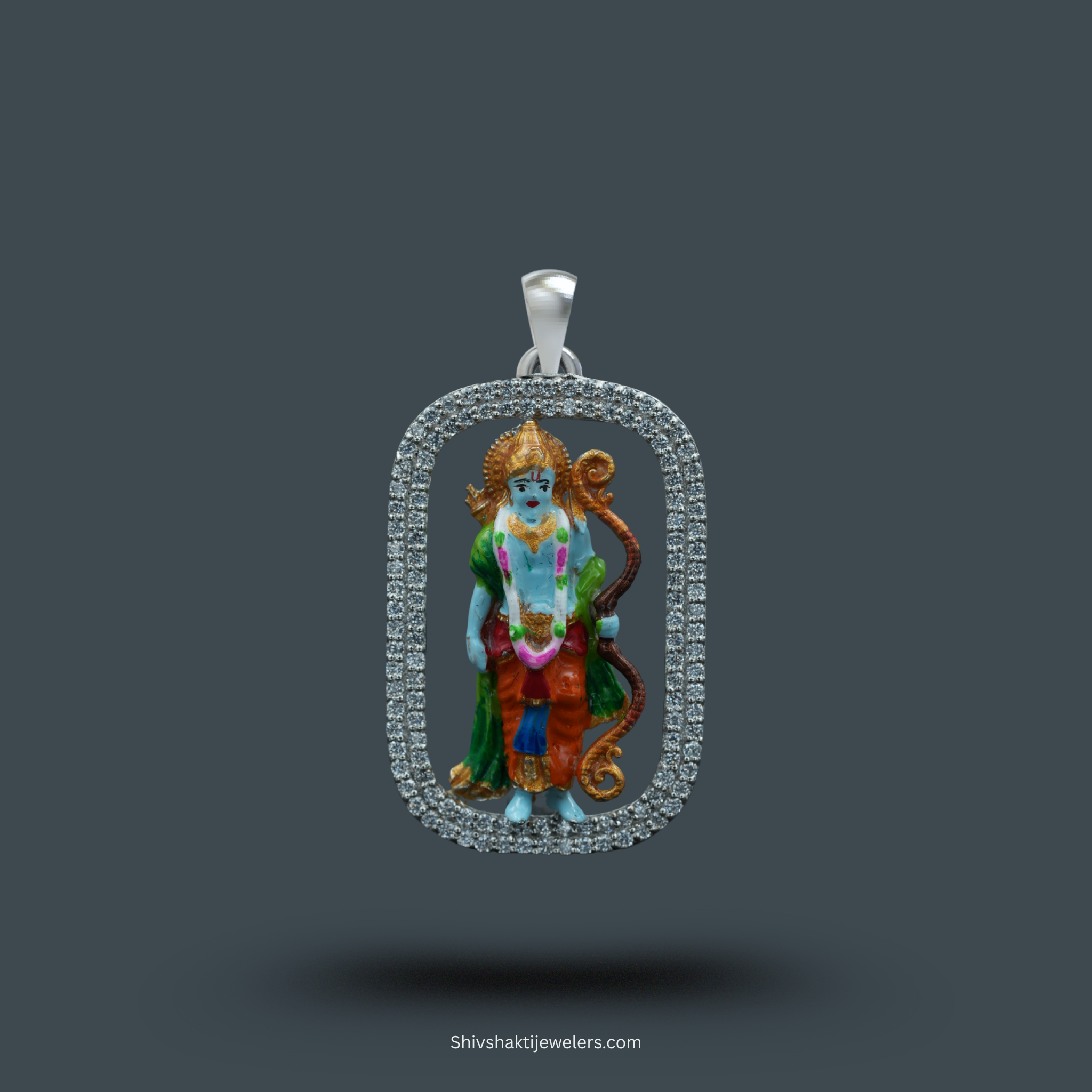 SSJ 925 Sterling Silver Shree Ram Ji Pendant – Bow Pose Devotional Jewellery