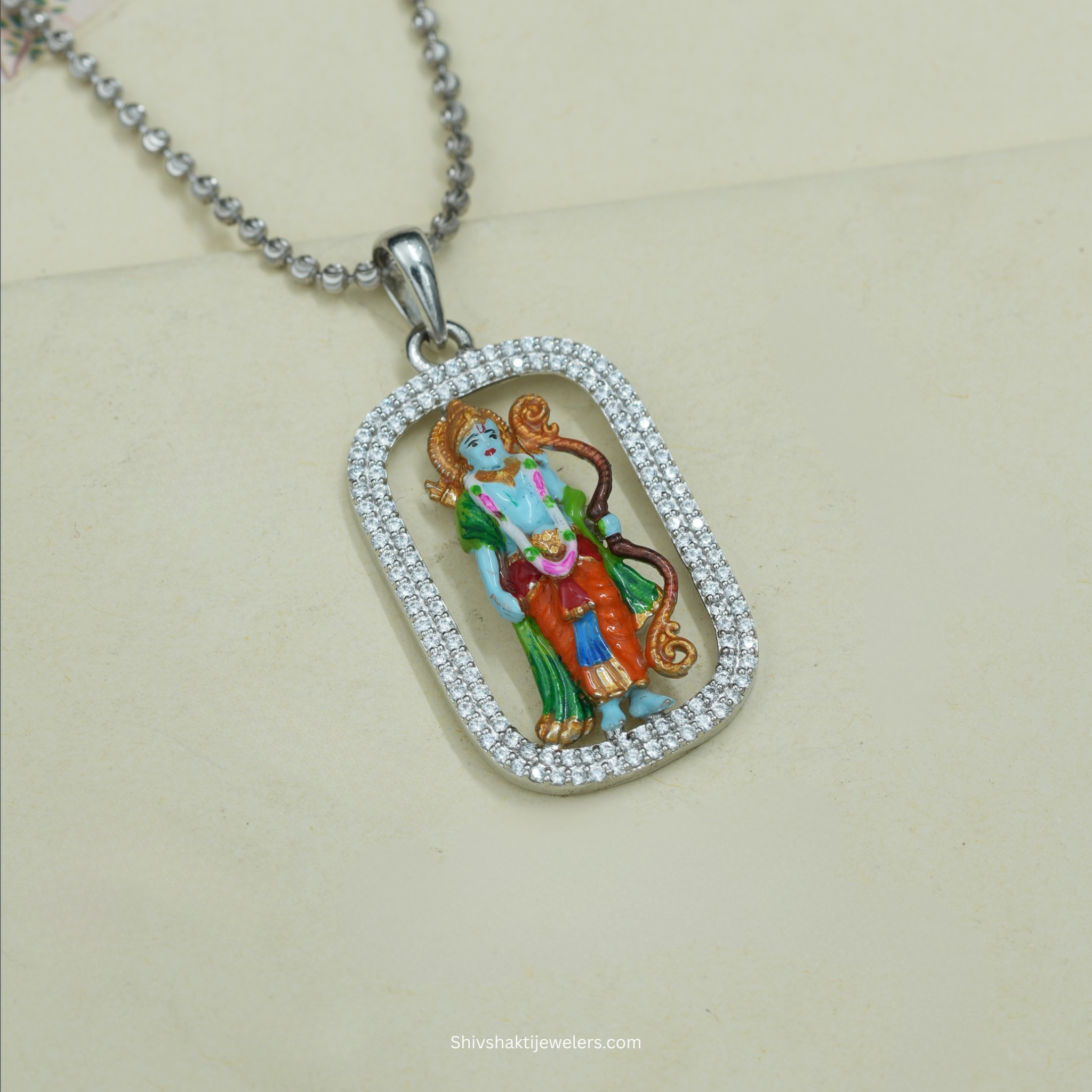 SSJ 925 Sterling Silver Shree Ram Ji Pendant – Bow Pose Devotional Jewellery
