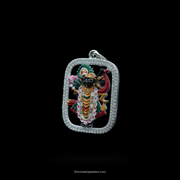 SSJ 925 Sterling Silver Shree Nath Ji Pendant – Enamel & Stone-Studded Devotional Jewellery