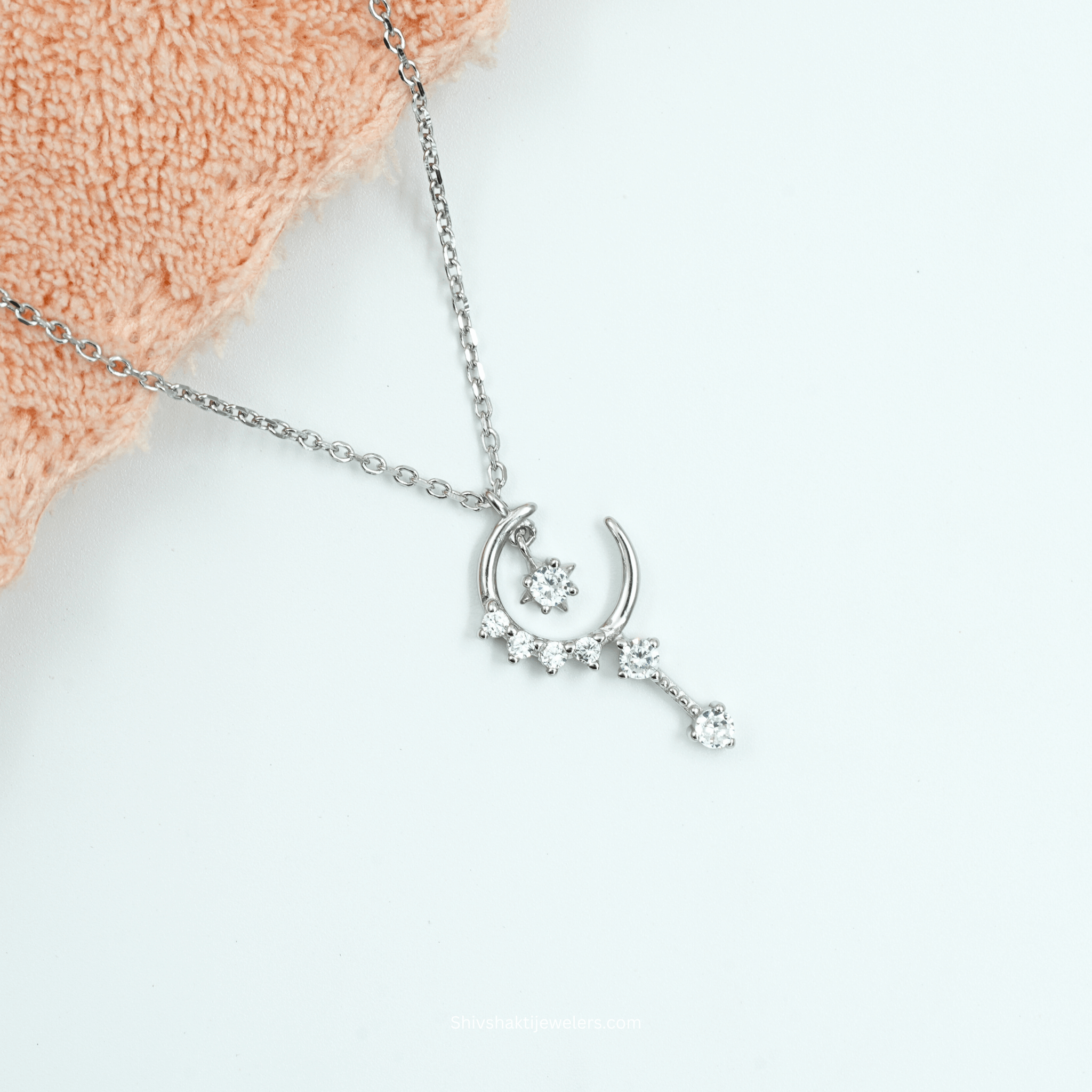 Sterling silver celestial moon & star necklace for women India
